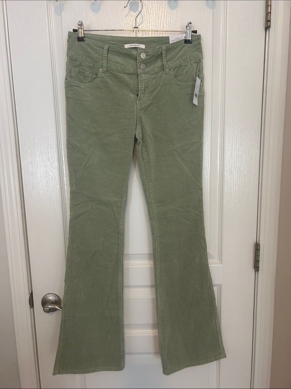 PacSun Olive Green Corduroy Low-Rise Flare Pants